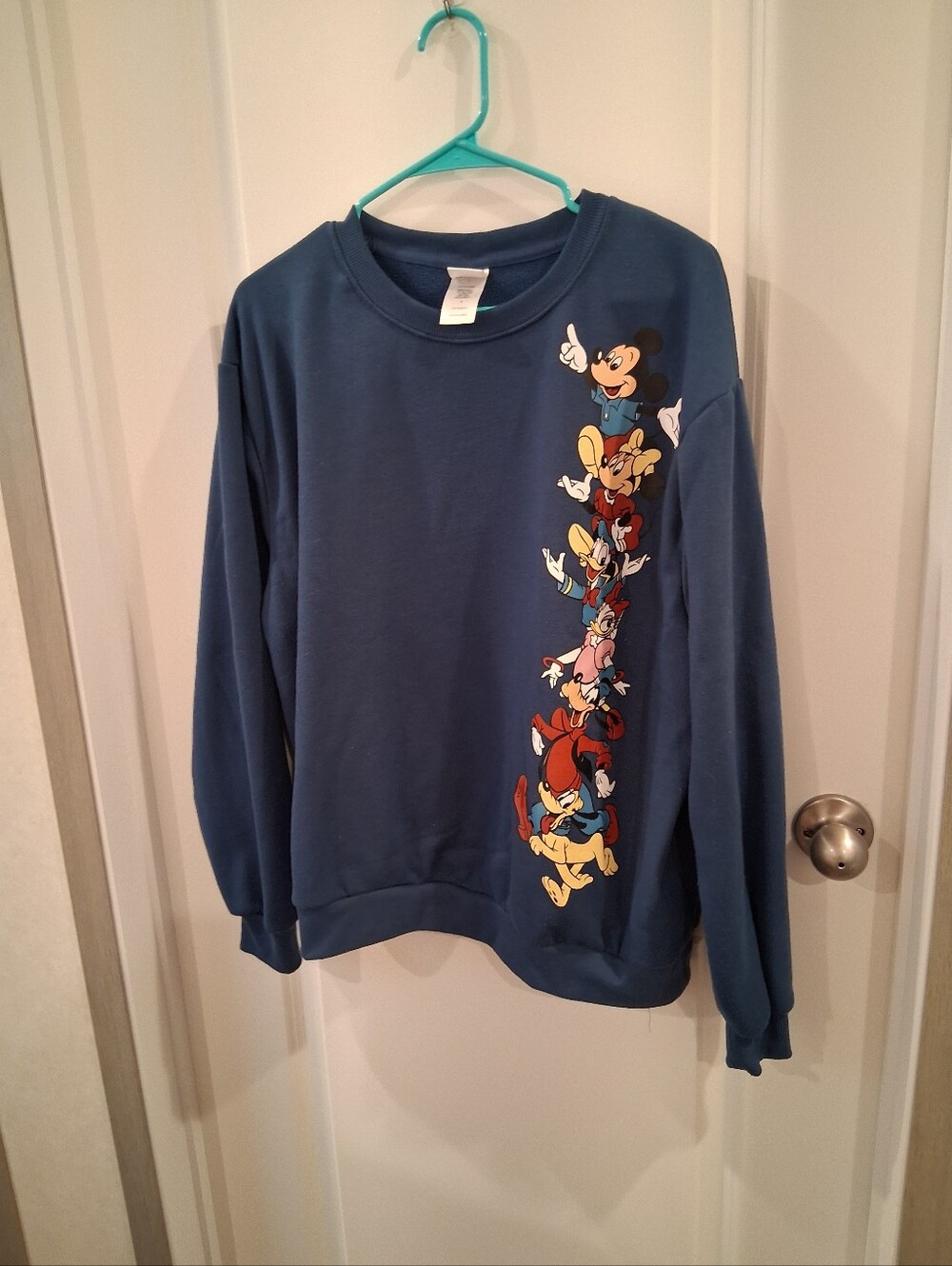 Disney Navy Blue Crewneck Sweatshirt with Vertical Classic Character Stack